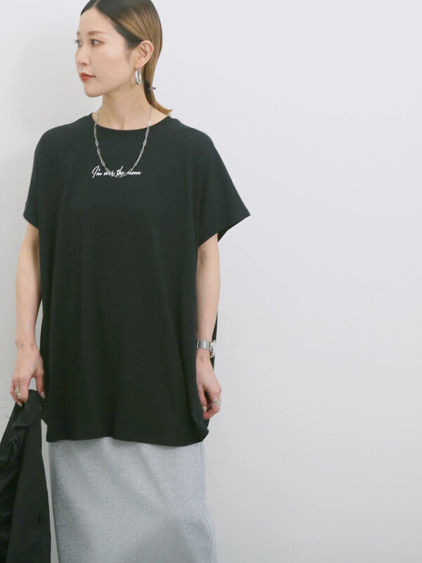 ◎【接触冷感】ロゴプリントチュニック（ブラック）｜Samansa Mos2 blue（サマンサモスモス ブルー）通販