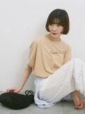 ◎【接触冷感】ロゴプリントチュニック（ベージュ）｜Samansa Mos2 blue（サマンサモスモス ブルー）通販