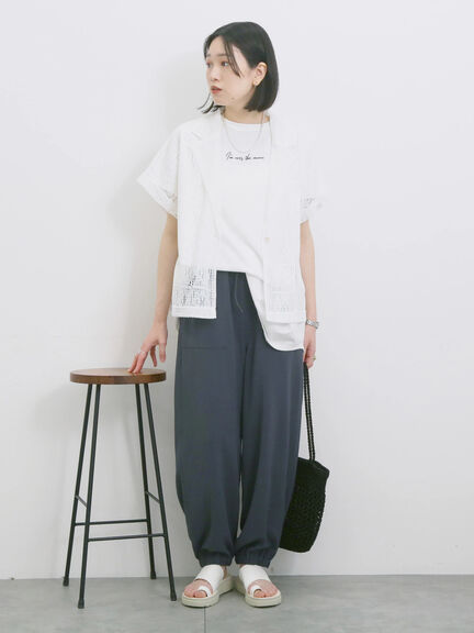 ◎【接触冷感】ロゴプリントチュニック（オフホワイト/ブラック/ベージュ）｜Samansa Mos2 blue（サマンサモスモス ブルー）通販