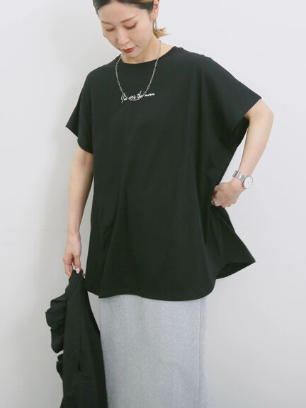 ◎【接触冷感】ロゴプリントチュニック（オフホワイト/ブラック/ベージュ）｜Samansa Mos2 blue（サマンサモスモス ブルー）通販