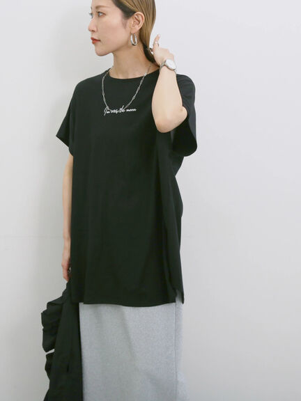 ◎【接触冷感】ロゴプリントチュニック（オフホワイト/ブラック/ベージュ）｜Samansa Mos2 blue（サマンサモスモス ブルー）通販