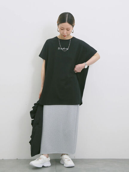 ◎【接触冷感】ロゴプリントチュニック（オフホワイト/ブラック/ベージュ）｜Samansa Mos2 blue（サマンサモスモス ブルー）通販