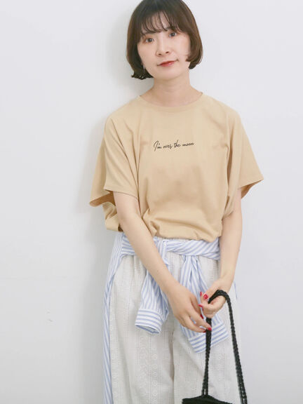 ◎【接触冷感】ロゴプリントチュニック（オフホワイト/ブラック/ベージュ）｜Samansa Mos2 blue（サマンサモスモス ブルー）通販