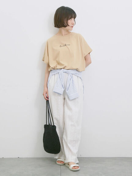 ◎【接触冷感】ロゴプリントチュニック（オフホワイト/ブラック/ベージュ）｜Samansa Mos2 blue（サマンサモスモス ブルー）通販