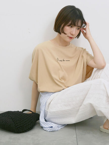 ◎【接触冷感】ロゴプリントチュニック（オフホワイト/ブラック/ベージュ）｜Samansa Mos2 blue（サマンサモスモス ブルー）通販