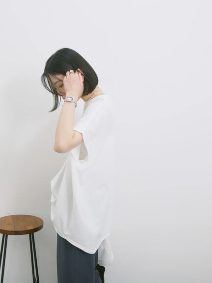 ◎【接触冷感】ロゴプリントチュニック（オフホワイト/ブラック/ベージュ）｜Samansa Mos2 blue（サマンサモスモス ブルー）通販