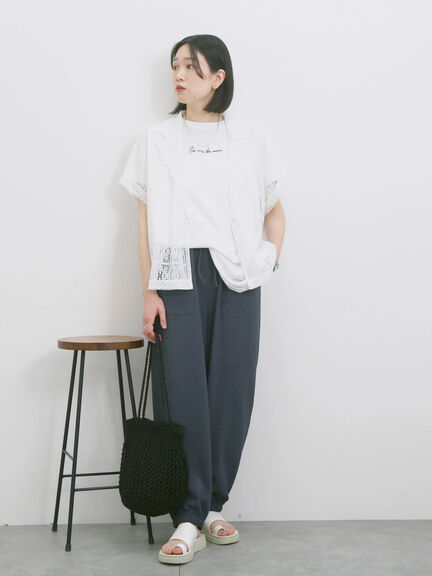 ◎【接触冷感】ロゴプリントチュニック（オフホワイト/ブラック/ベージュ）｜Samansa Mos2 blue（サマンサモスモス ブルー）通販