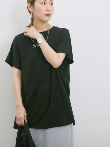 ◎【接触冷感】ロゴプリントチュニック（オフホワイト/ブラック/ベージュ）｜Samansa Mos2 blue（サマンサモスモス ブルー）通販