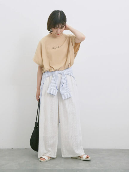 ◎【接触冷感】ロゴプリントチュニック（オフホワイト/ブラック/ベージュ）｜Samansa Mos2 blue（サマンサモスモス ブルー）通販