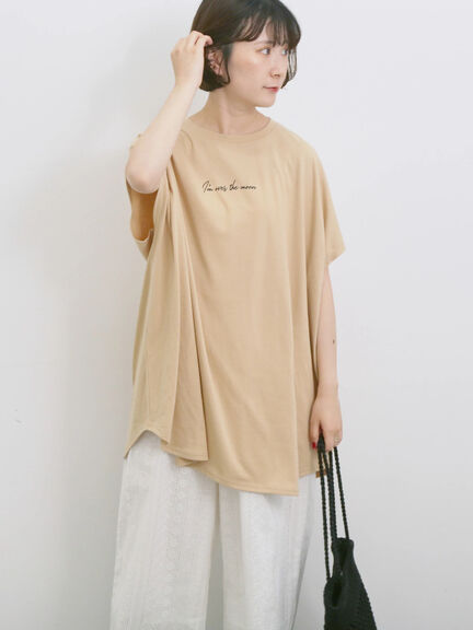 ◎【接触冷感】ロゴプリントチュニック（オフホワイト/ブラック/ベージュ）｜Samansa Mos2 blue（サマンサモスモス ブルー）通販