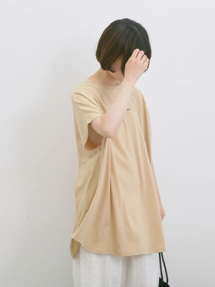 ◎【接触冷感】ロゴプリントチュニック（オフホワイト/ブラック/ベージュ）｜Samansa Mos2 blue（サマンサモスモス ブルー）通販
