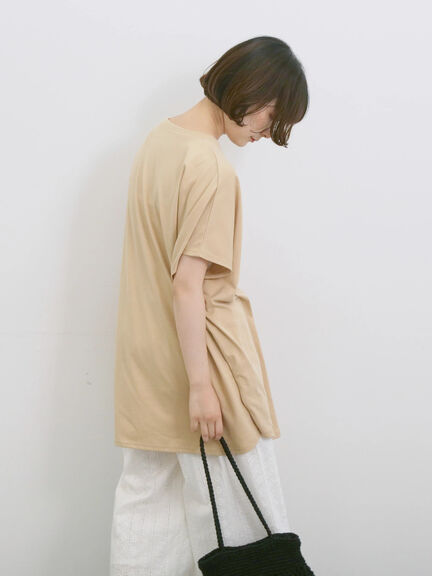 ◎【接触冷感】ロゴプリントチュニック（オフホワイト/ブラック/ベージュ）｜Samansa Mos2 blue（サマンサモスモス ブルー）通販