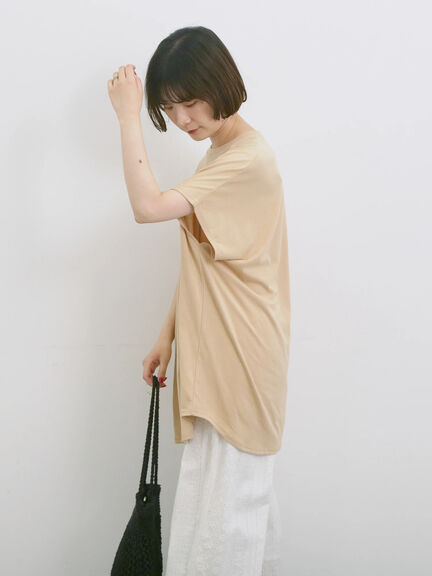 ◎【接触冷感】ロゴプリントチュニック（オフホワイト/ブラック/ベージュ）｜Samansa Mos2 blue（サマンサモスモス ブルー）通販