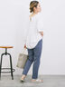 ◎【接触冷感】バックリボンTシャツ（オフホワイト/チャコールグレー/サックスブルー）｜Samansa Mos2 blue（サマンサモスモス ブルー）通販