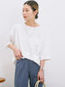 ◎【接触冷感】バックリボンTシャツ（オフホワイト/チャコールグレー/サックスブルー）｜Samansa Mos2 blue（サマンサモスモス ブルー）通販