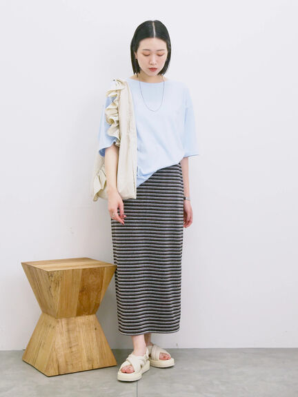 ◎【接触冷感】バックリボンTシャツ（オフホワイト/チャコールグレー/サックスブルー）｜Samansa Mos2 blue（サマンサモスモス ブルー）通販