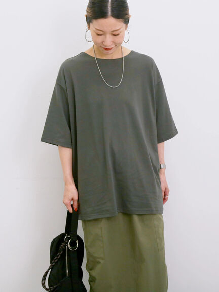 ◎【接触冷感】バックリボンTシャツ（オフホワイト/チャコールグレー/サックスブルー）｜Samansa Mos2 blue（サマンサモスモス ブルー）通販