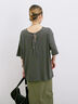 ◎【接触冷感】バックリボンTシャツ（オフホワイト/チャコールグレー/サックスブルー）｜Samansa Mos2 blue（サマンサモスモス ブルー）通販