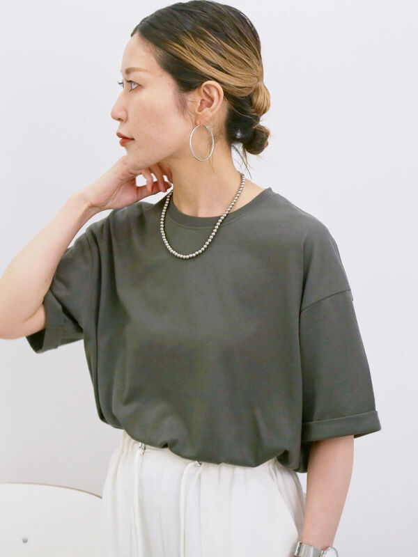 ◎【接触冷感】ビッグTシャツ（チャコールグレー）｜Samansa Mos2 blue（サマンサモスモス ブルー）通販