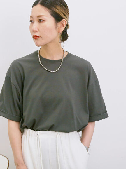 ◎【接触冷感】ビッグTシャツ（オフホワイト/チャコールグレー/ＴＯＰグレー）｜Samansa Mos2 blue（サマンサモスモス ブルー）通販