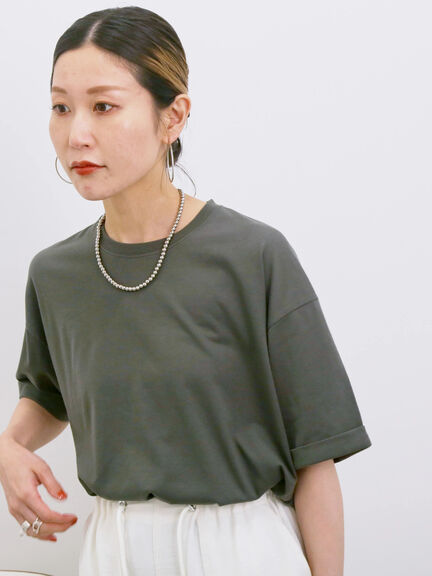◎【接触冷感】ビッグTシャツ（オフホワイト/チャコールグレー/ＴＯＰグレー）｜Samansa Mos2 blue（サマンサモスモス ブルー）通販