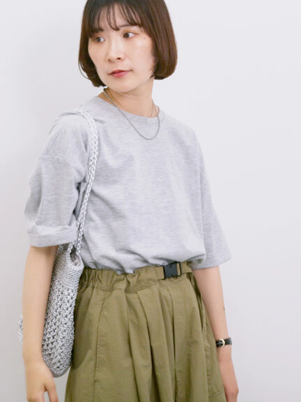 ◎【接触冷感】ビッグTシャツ（オフホワイト/チャコールグレー/ＴＯＰグレー）｜Samansa Mos2 blue（サマンサモスモス ブルー）通販