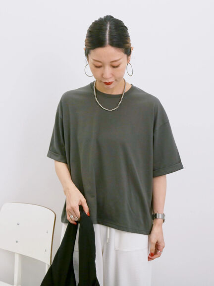 ◎【接触冷感】ビッグTシャツ（オフホワイト/チャコールグレー/ＴＯＰグレー）｜Samansa Mos2 blue（サマンサモスモス ブルー）通販