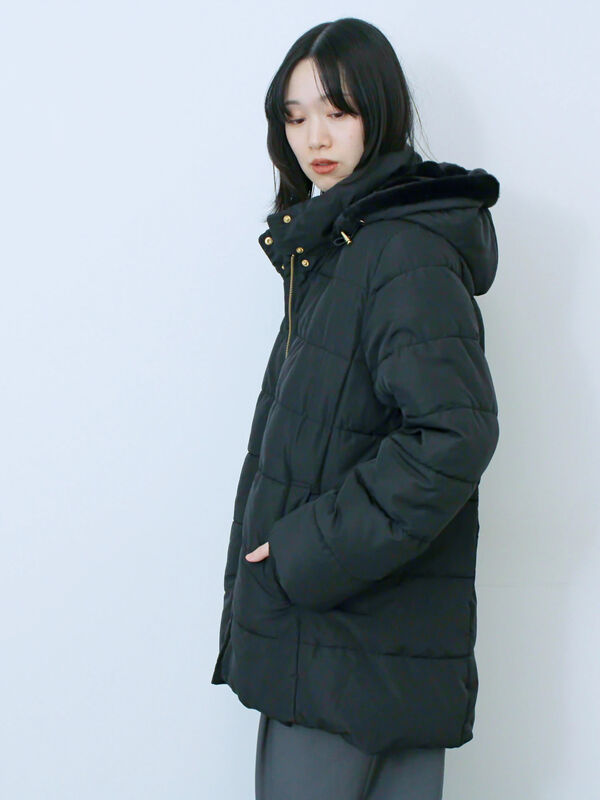 スタイルアップパデットコート（ブラック/ライトベージュ/カーキ
