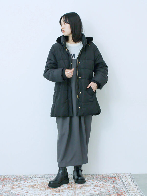 サマンサモスモスコート スタイルアップパデットコート（ブラック/ライトベージュ/カーキ