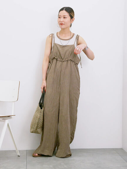 ◎ワッシャーフリルボリュームサロペット（ブラック/ブラウン/ネイビー）｜Samansa Mos2 blue（サマンサモスモス ブルー）通販