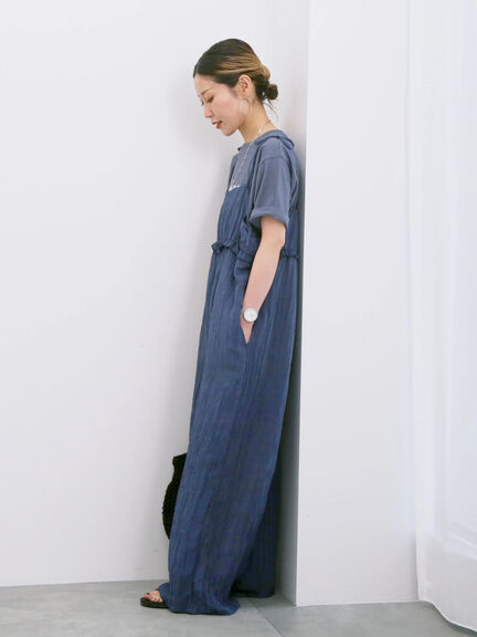 ◎ワッシャーフリルボリュームサロペット（ブラック/ブラウン/ネイビー）｜Samansa Mos2 blue（サマンサモスモス ブルー）通販
