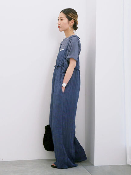 ◎ワッシャーフリルボリュームサロペット（ブラック/ブラウン/ネイビー）｜Samansa Mos2 blue（サマンサモスモス ブルー）通販