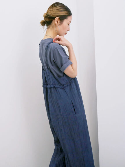 ◎ワッシャーフリルボリュームサロペット（ブラック/ブラウン/ネイビー）｜Samansa Mos2 blue（サマンサモスモス ブルー）通販