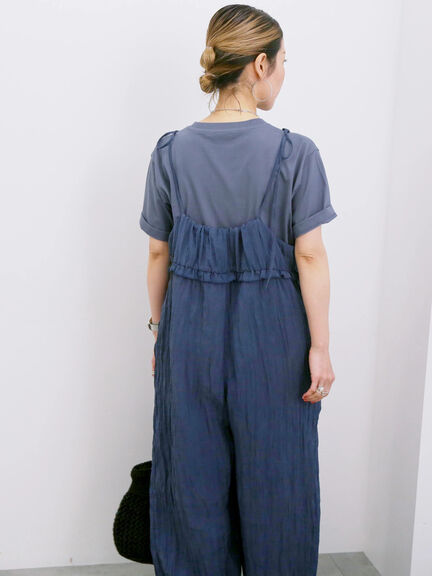 ◎ワッシャーフリルボリュームサロペット（ブラック/ブラウン/ネイビー）｜Samansa Mos2 blue（サマンサモスモス ブルー）通販