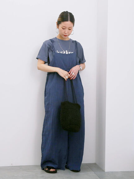 ◎ワッシャーフリルボリュームサロペット（ブラック/ブラウン/ネイビー）｜Samansa Mos2 blue（サマンサモスモス ブルー）通販