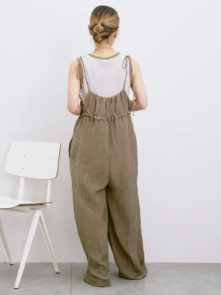 ◎ワッシャーフリルボリュームサロペット（ブラック/ブラウン/ネイビー）｜Samansa Mos2 blue（サマンサモスモス ブルー）通販