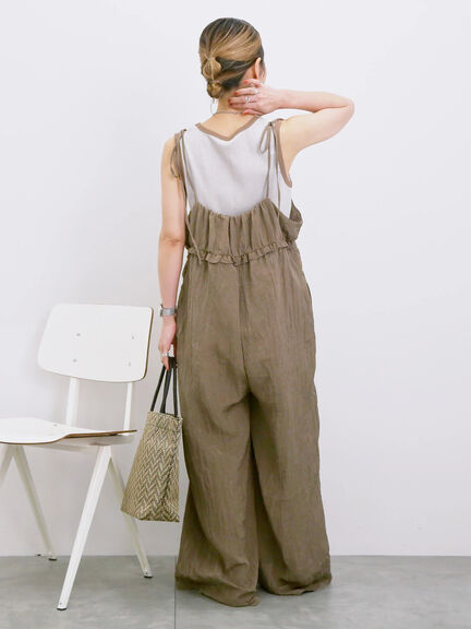 ◎ワッシャーフリルボリュームサロペット（ブラック/ブラウン/ネイビー）｜Samansa Mos2 blue（サマンサモスモス ブルー）通販