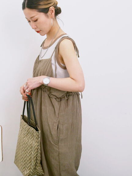 ◎ワッシャーフリルボリュームサロペット（ブラック/ブラウン/ネイビー）｜Samansa Mos2 blue（サマンサモスモス ブルー）通販