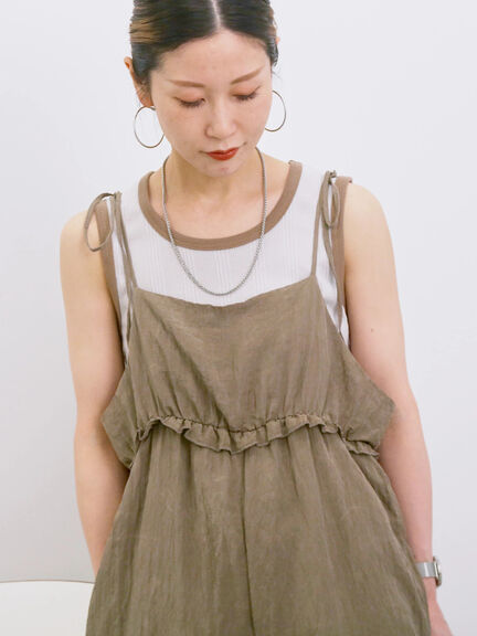 ◎ワッシャーフリルボリュームサロペット（ブラック/ブラウン/ネイビー）｜Samansa Mos2 blue（サマンサモスモス ブルー）通販