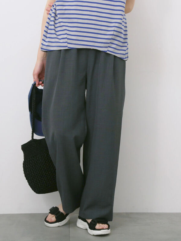 【新品タグ付き】BEAMS moncao モンサオ /リネン イージーパンツ S moncao（モンサオ）リネンシルクシャーリング1Pテーパードパンツ