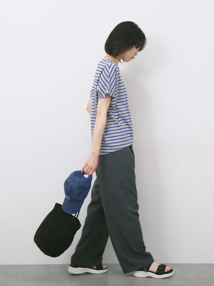 リネンタッチイージーパンツ（チャコールグレー/オレンジ/カーキ）｜Samansa Mos2 blue（サマンサモスモス ブルー）通販