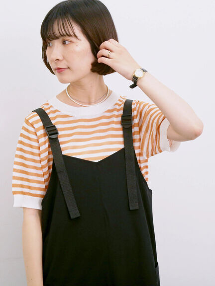 ◎ボーダーニットプルオーバー（ブラック/オレンジ/グリーン）｜Samansa Mos2 blue（サマンサモスモス ブルー）通販