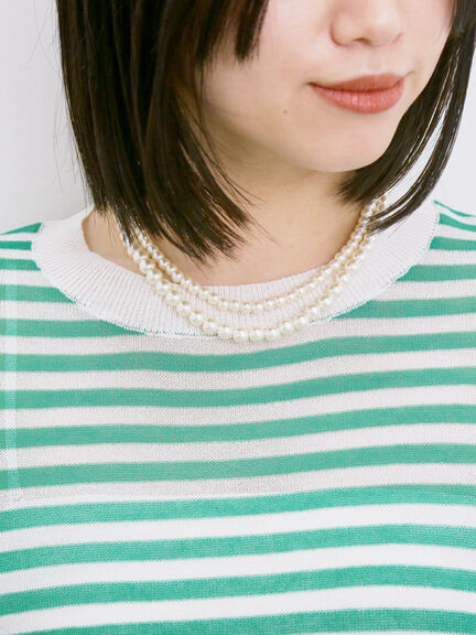 ◎ボーダーニットプルオーバー（ブラック/オレンジ/グリーン）｜Samansa Mos2 blue（サマンサモスモス ブルー）通販