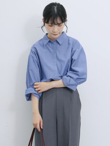 【イージーケア】マルチスタイルシャツ（グレー/ブラック/ベージュ/ブルー/キナリ）｜Samansa Mos2 blue（サマンサモスモス ブルー）通販