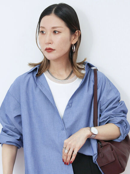 【イージーケア】マルチスタイルシャツ（グレー/ブラック/ベージュ/ブルー/キナリ）｜Samansa Mos2 blue（サマンサモスモス ブルー）通販