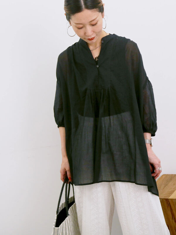 ◎シフォンタックブラウス（オフホワイト/ブラック/ブルー）｜Samansa Mos2 blue（サマンサモスモス ブルー）通販