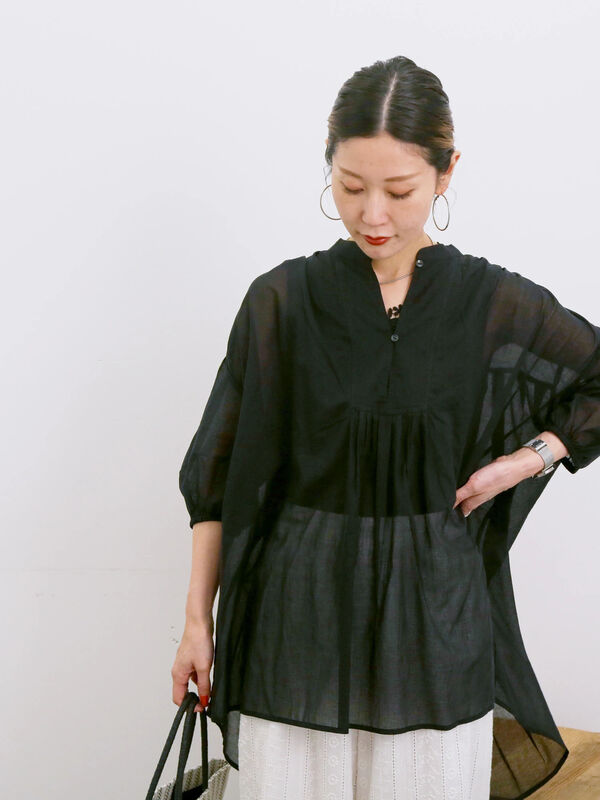 ◎シフォンタックブラウス（ブラック）｜Samansa Mos2 blue（サマンサモスモス ブルー）通販