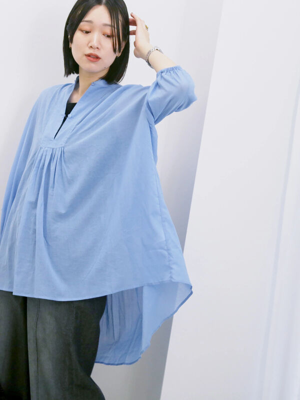 ◎シフォンタックブラウス（ブルー）｜Samansa Mos2 blue（サマンサモスモス ブルー）通販