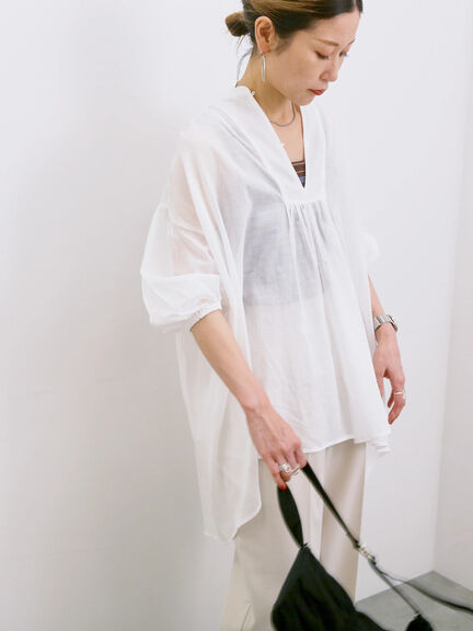 ◎シフォンタックブラウス（オフホワイト/ブラック/ブルー）｜Samansa Mos2 blue（サマンサモスモス ブルー）通販
