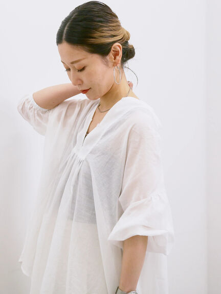 ◎シフォンタックブラウス（オフホワイト/ブラック/ブルー）｜Samansa Mos2 blue（サマンサモスモス ブルー）通販
